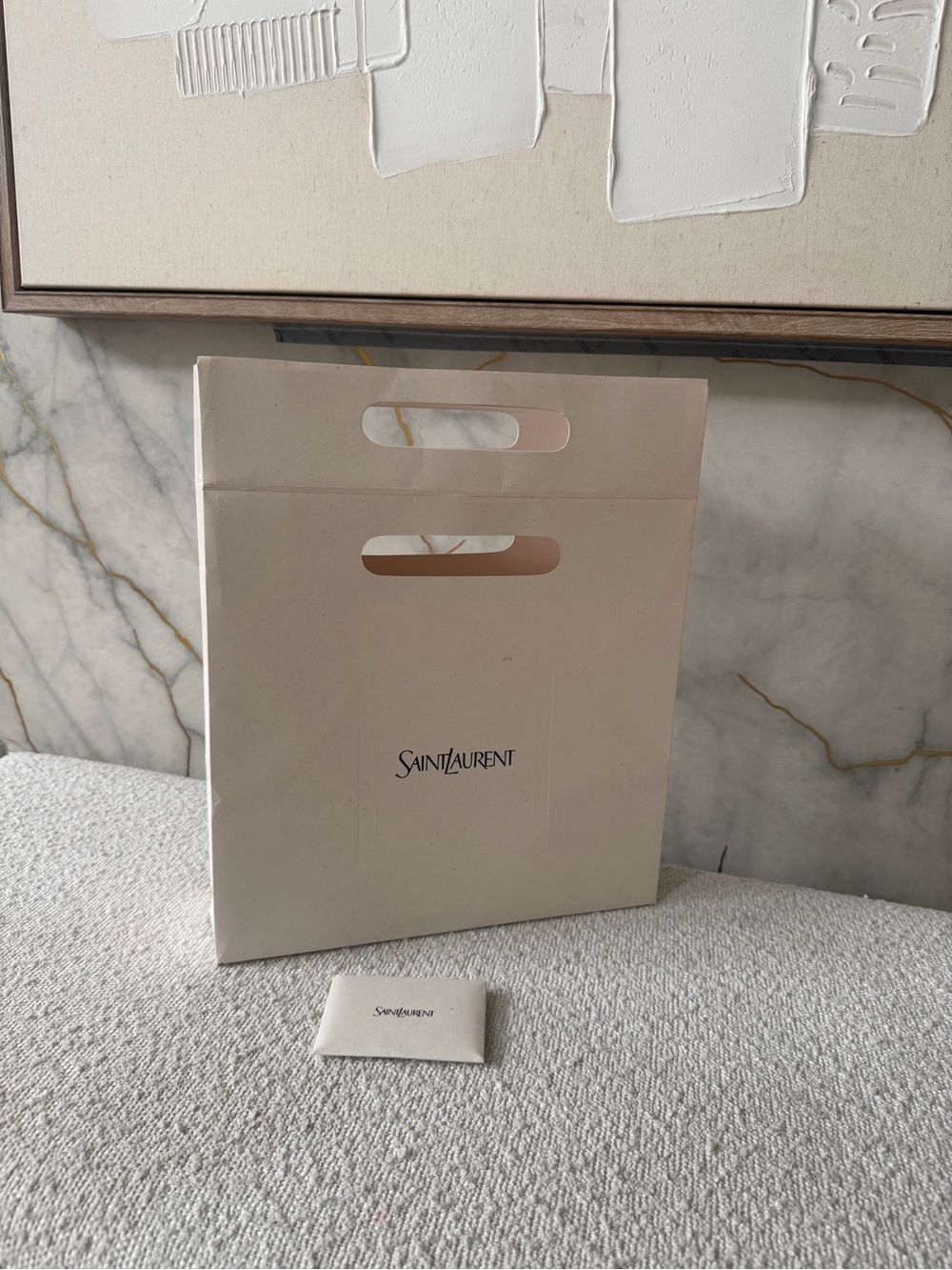 Saint Laurent Cream Paper Shopping Bag